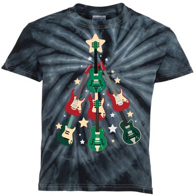 Christmas Guitar Tree  Kids Tie-Dye T-Shirt