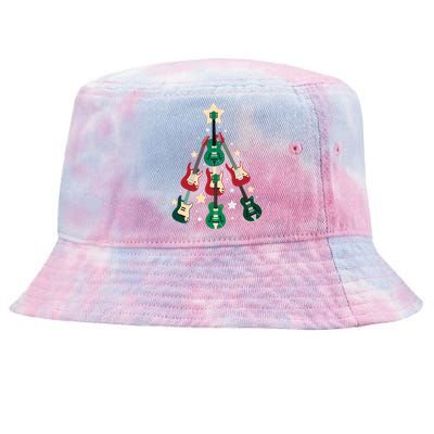 Christmas Guitar Tree  Tie-Dyed Bucket Hat