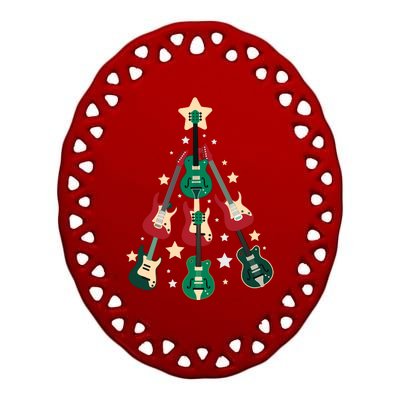 Christmas Guitar Tree  Ceramic Oval Ornament