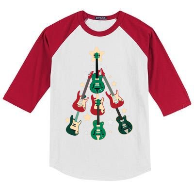 Christmas Guitar Tree  Kids Colorblock Raglan Jersey