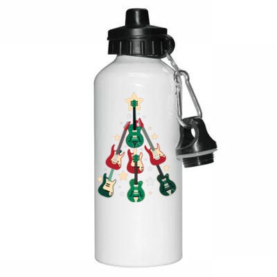 Christmas Guitar Tree  Aluminum Water Bottle