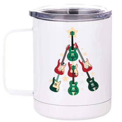 Christmas Guitar Tree  12 oz Stainless Steel Tumbler Cup