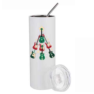 Christmas Guitar Tree  Stainless Steel Tumbler