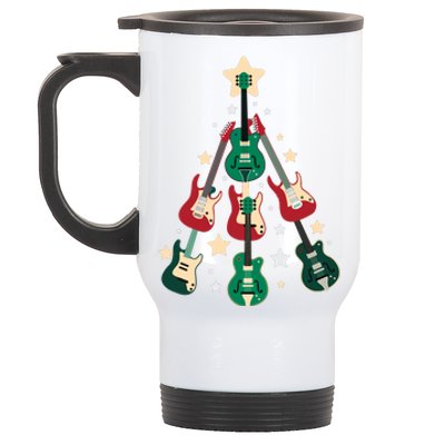 Christmas Guitar Tree  Stainless Steel Travel Mug