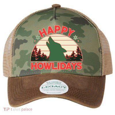 Christmas Happy Howlidays Vintage Howling Wolf Legacy Tie Dye Trucker Hat
