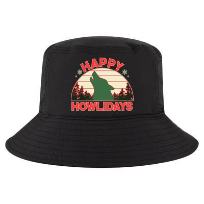 Christmas Happy Howlidays Vintage Howling Wolf Cool Comfort Performance Bucket Hat