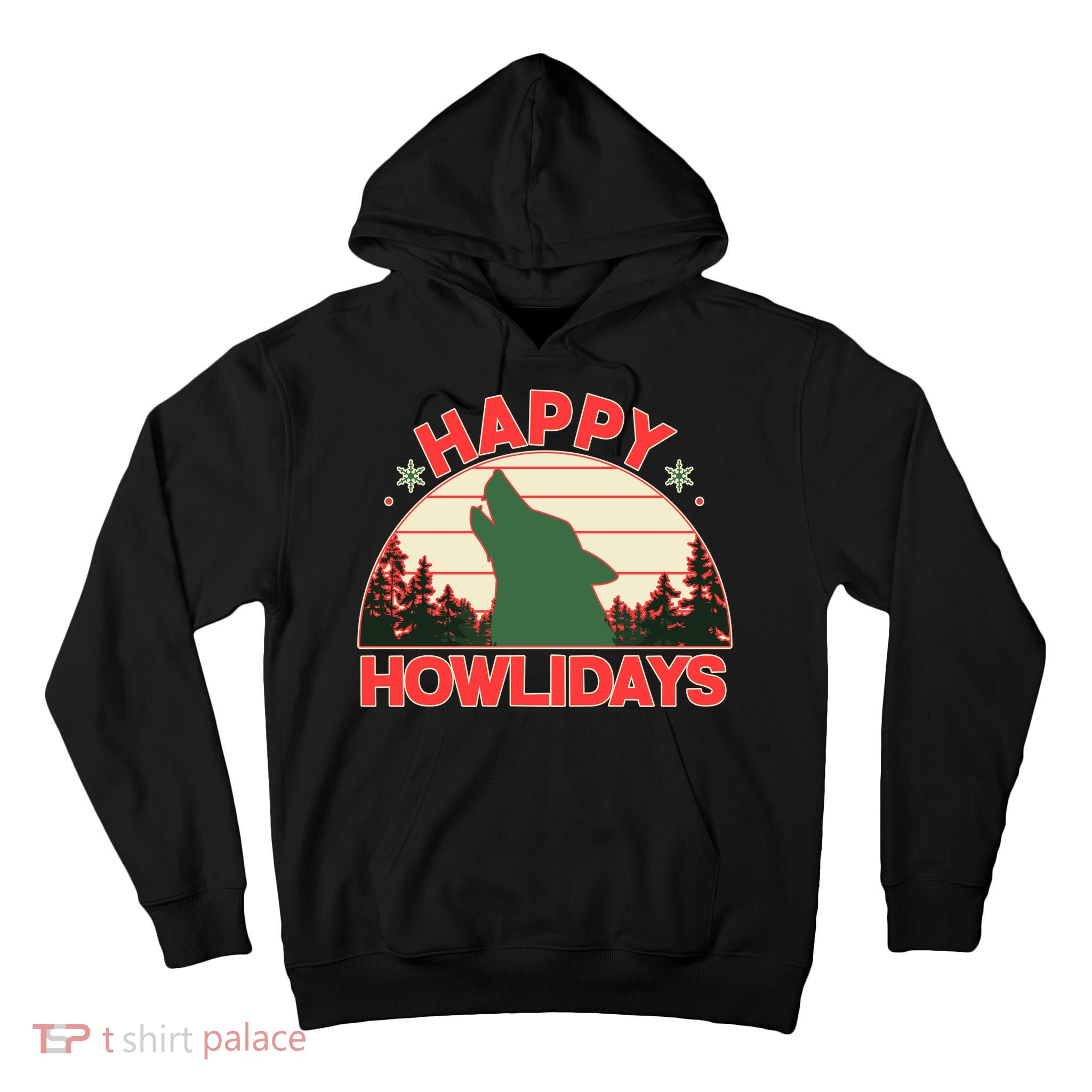 Christmas Happy Howlidays Vintage Howling Wolf Tall Hoodie