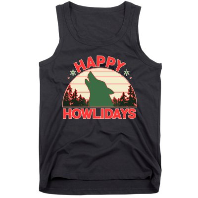 Christmas Happy Howlidays Vintage Howling Wolf Tank Top