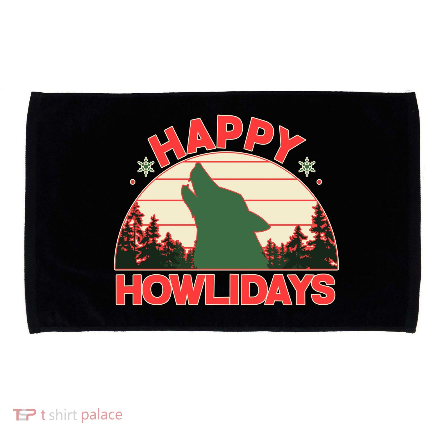 Christmas Happy Howlidays Vintage Howling Wolf Microfiber Hand Towel