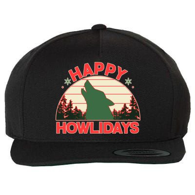 Christmas Happy Howlidays Vintage Howling Wolf Wool Snapback Cap