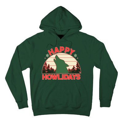 Christmas Happy Howlidays Vintage Howling Wolf Hoodie