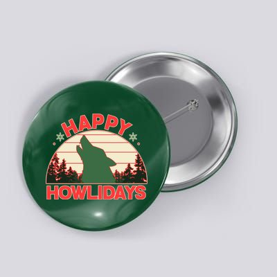 Christmas Happy Howlidays Vintage Howling Wolf Button