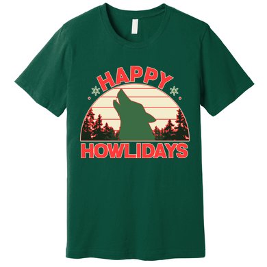 Christmas Happy Howlidays Vintage Howling Wolf Premium T-Shirt