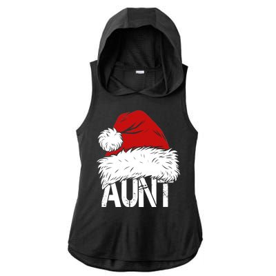 Christmas Hat Santa Aunt Ladies PosiCharge Tri-Blend Wicking Draft Hoodie Tank