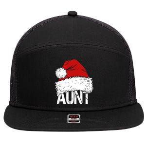 Christmas Hat Santa Aunt 7 Panel Mesh Trucker Snapback Hat