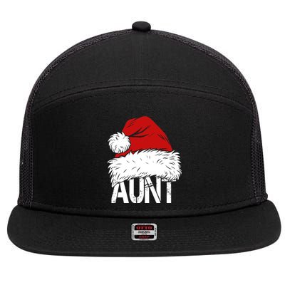 Christmas Hat Santa Aunt 7 Panel Mesh Trucker Snapback Hat