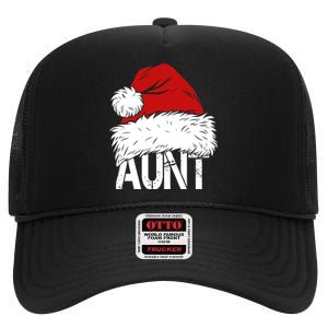 Christmas Hat Santa Aunt High Crown Mesh Back Trucker Hat