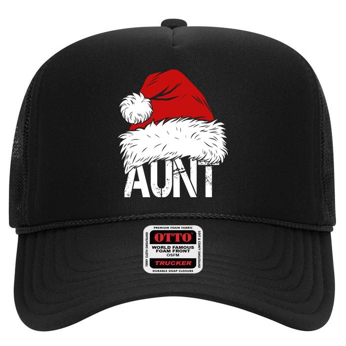 Christmas Hat Santa Aunt High Crown Mesh Back Trucker Hat