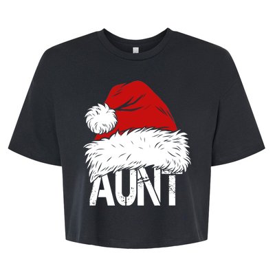 Christmas Hat Santa Aunt Bella+Canvas Jersey Crop Tee