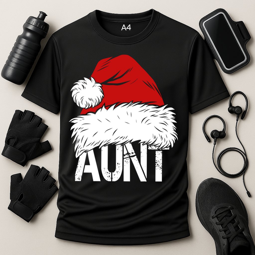 Christmas Hat Santa Aunt Cooling Performance Crew T-Shirt