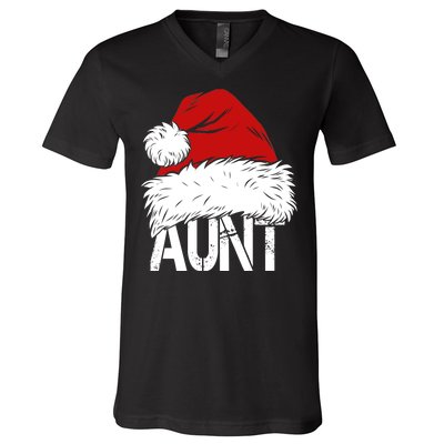 Christmas Hat Santa Aunt V-Neck T-Shirt