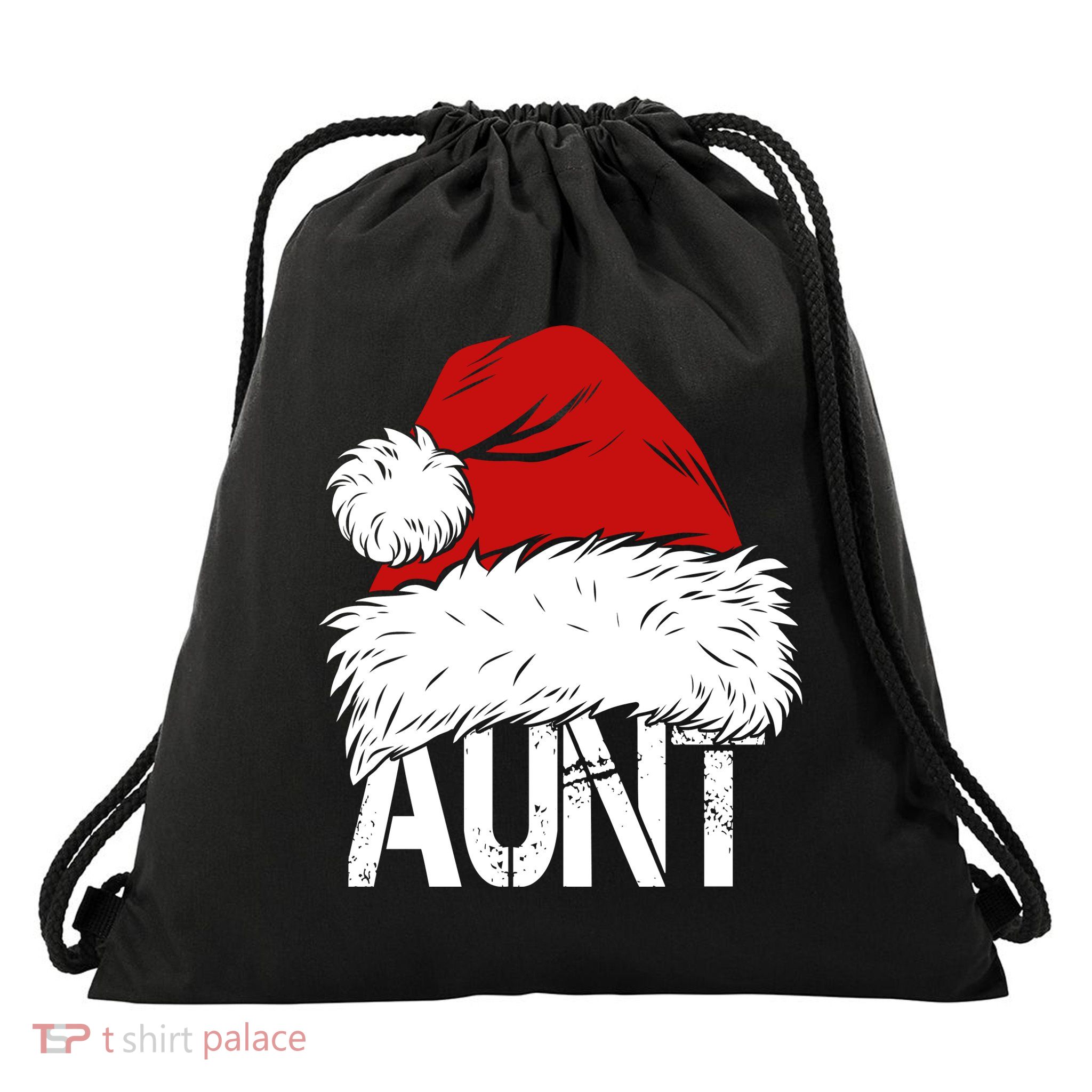 Christmas Hat Santa Aunt Drawstring Bag