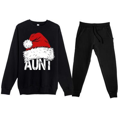 Christmas Hat Santa Aunt Premium Crewneck Sweatsuit Set