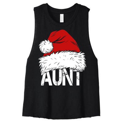 Christmas Hat Santa Aunt Women's Racerback Cropped Tank