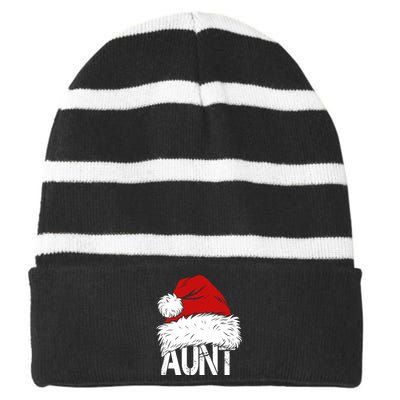 Christmas Hat Santa Aunt Striped Beanie with Solid Band