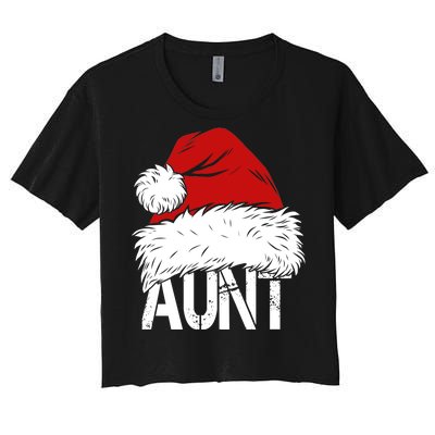 Christmas Hat Santa Aunt Women's Crop Top Tee