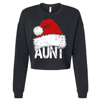 Christmas Hat Santa Aunt Cropped Pullover Crew