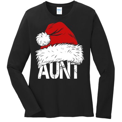 Christmas Hat Santa Aunt Ladies Long Sleeve Shirt