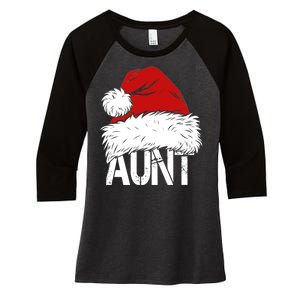 Christmas Hat Santa Aunt Women's Tri-Blend 3/4-Sleeve Raglan Shirt