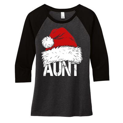 Christmas Hat Santa Aunt Women's Tri-Blend 3/4-Sleeve Raglan Shirt