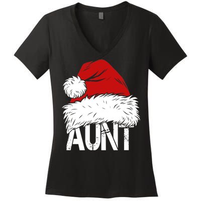 Christmas Hat Santa Aunt Women's V-Neck T-Shirt