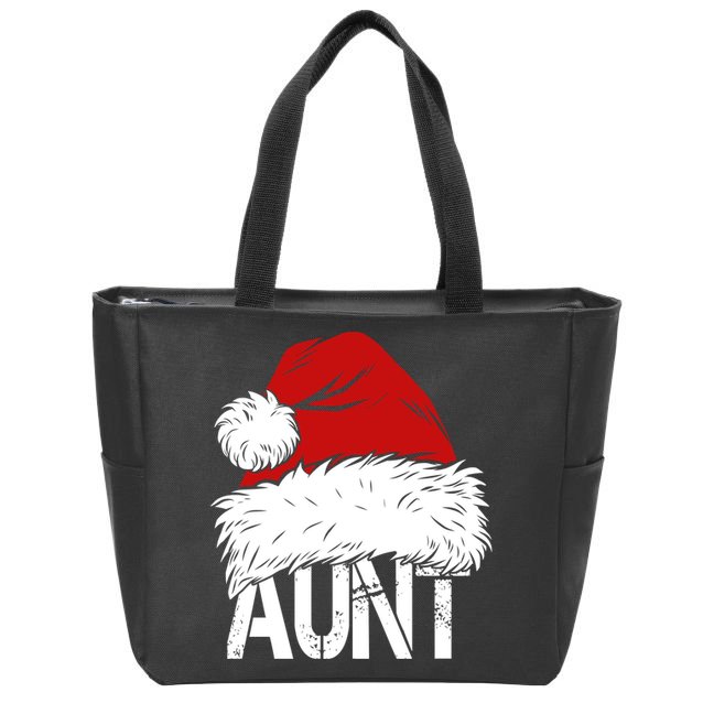 Christmas Hat Santa Aunt Zip Tote Bag