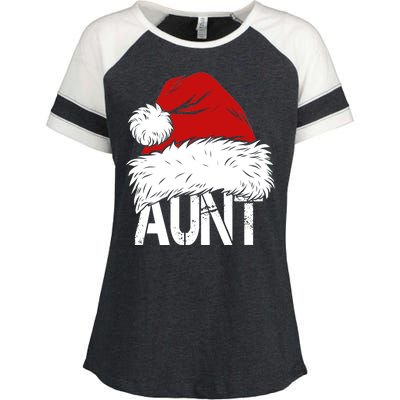 Christmas Hat Santa Aunt Enza Ladies Jersey Colorblock Tee