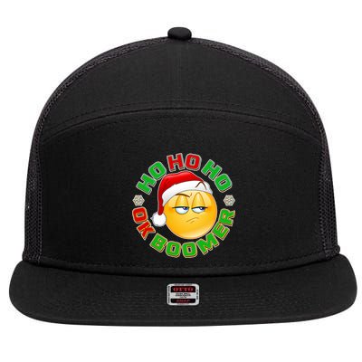 Christmas HO HO HO Ok Boomer 7 Panel Mesh Trucker Snapback Hat