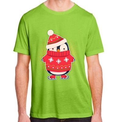 Christmas Holiday Penguin Skates Adult ChromaSoft Performance T-Shirt