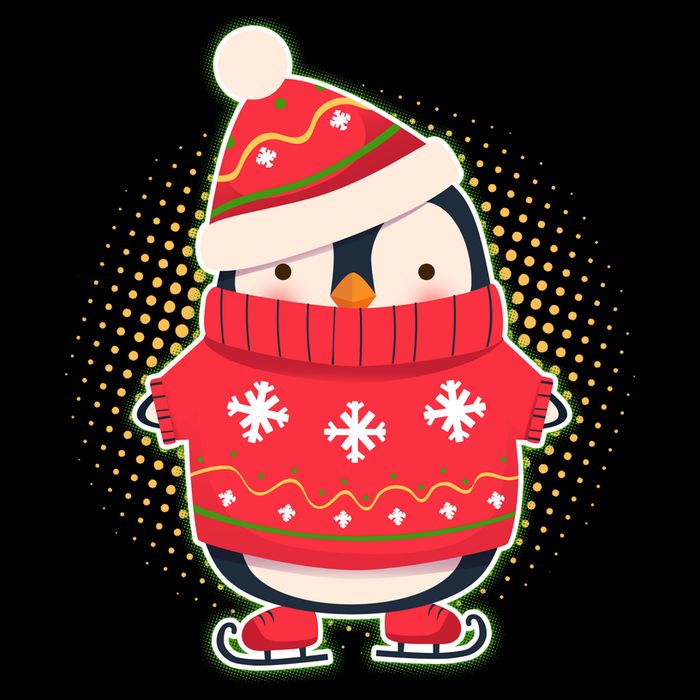 Christmas Holiday Penguin Skates Cooling Performance Crew T-Shirt
