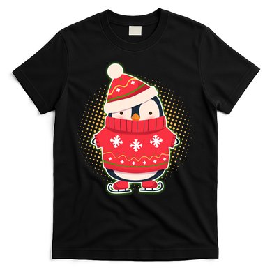 Christmas Holiday Penguin Skates T-Shirt