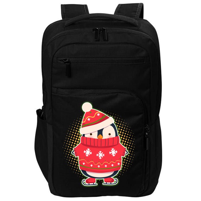 Christmas Holiday Penguin Skates Impact Tech Backpack