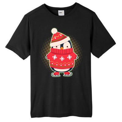 Christmas Holiday Penguin Skates Tall Fusion ChromaSoft Performance T-Shirt