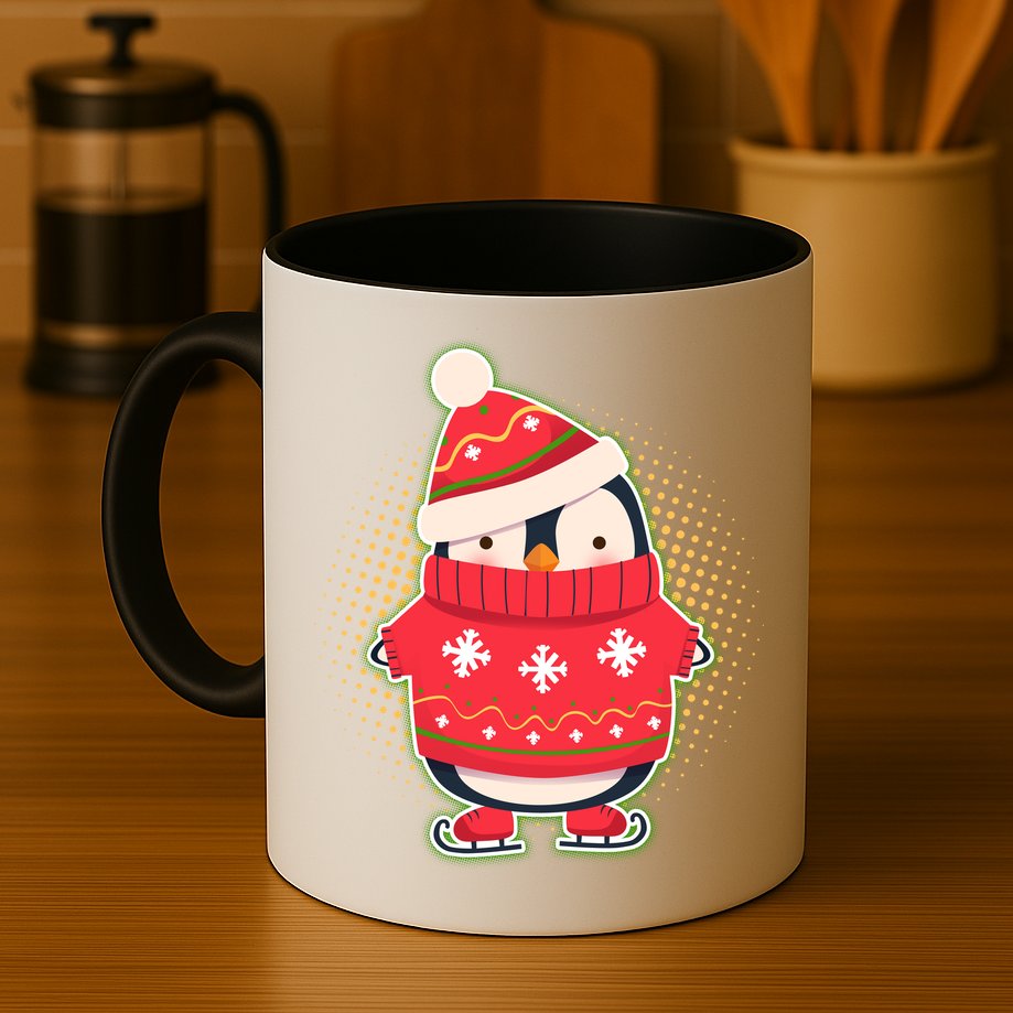 Christmas Holiday Penguin Skates Mug
