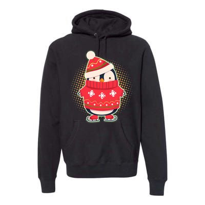 Christmas Holiday Penguin Skates Premium Hoodie