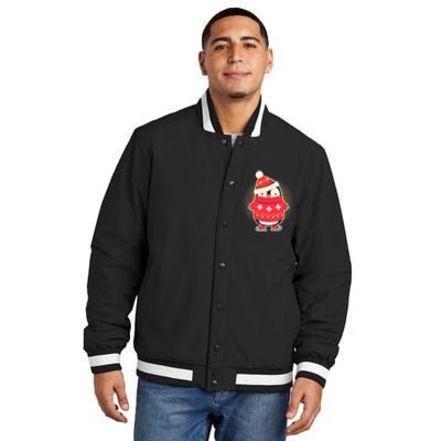 Christmas Holiday Penguin Skates Insulated Varsity Jacket