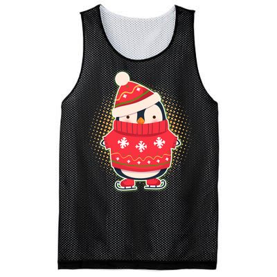 Christmas Holiday Penguin Skates Mesh Reversible Basketball Jersey Tank