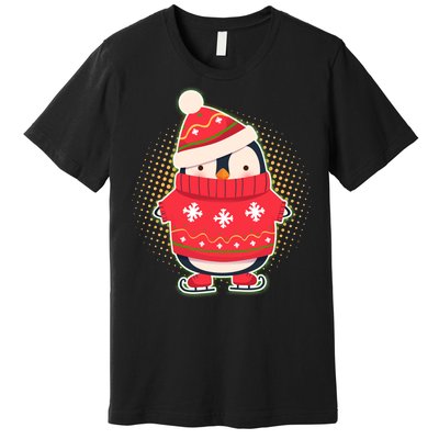 Christmas Holiday Penguin Skates Premium T-Shirt