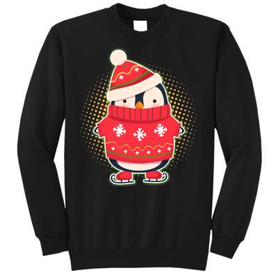 Christmas Holiday Penguin Skates Tall Sweatshirt