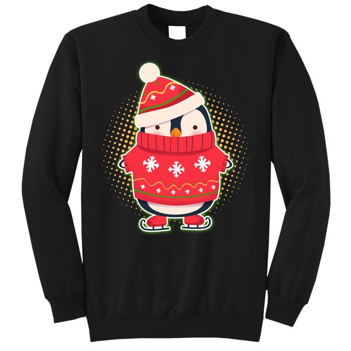 Christmas Holiday Penguin Skates Tall Sweatshirt